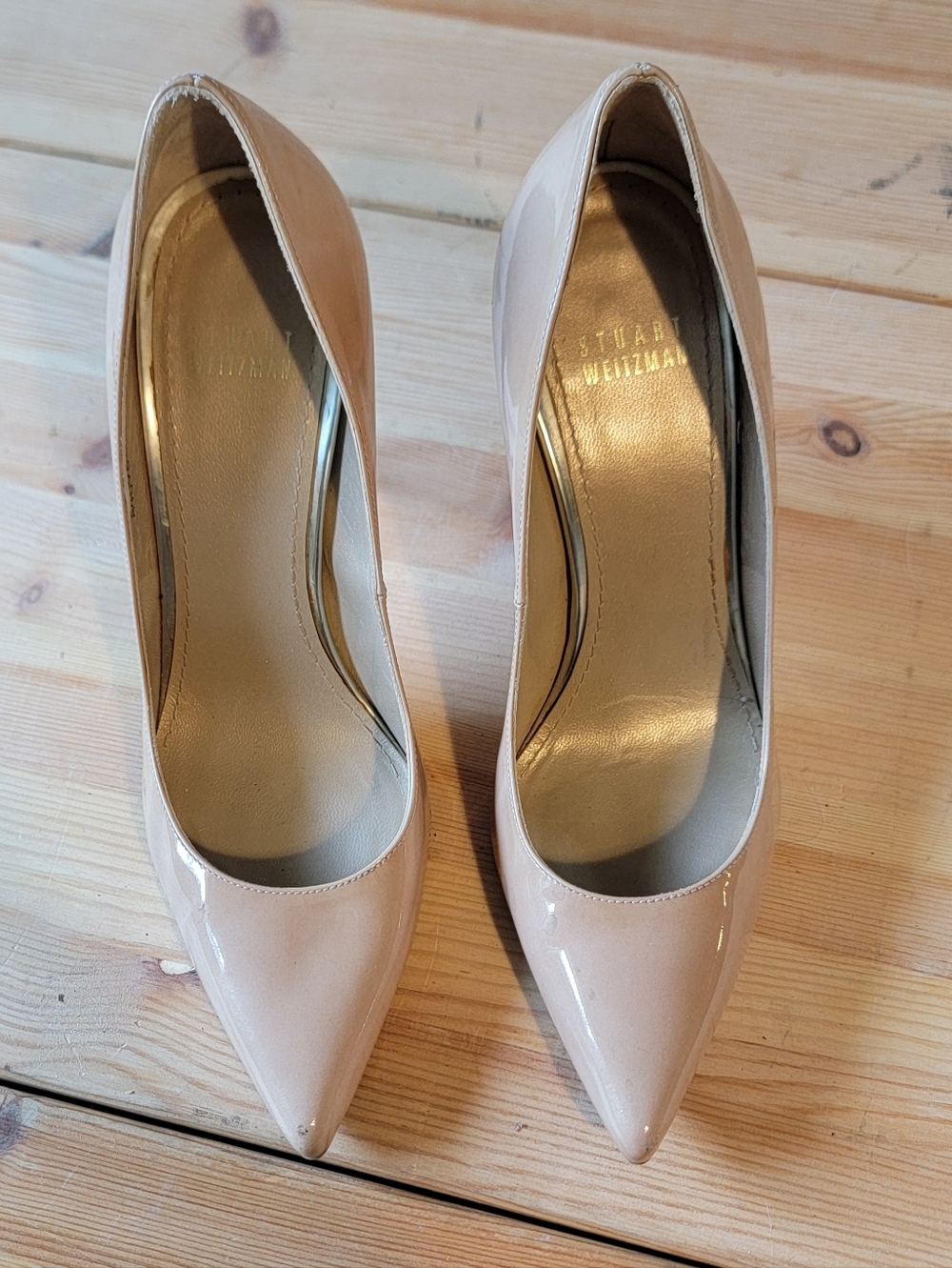Stuart Weitzman Blush Patent Leather Pointed-Toe Stiletto Pumps 6 1/2 - Picture 6 of 8